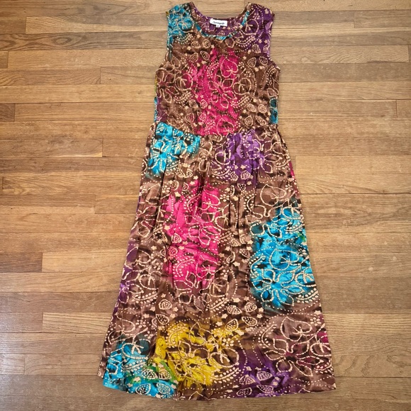 Serengeti purple brown sleeveless a-line maxi dress size medium M
 b43 - Picture 1 of 4